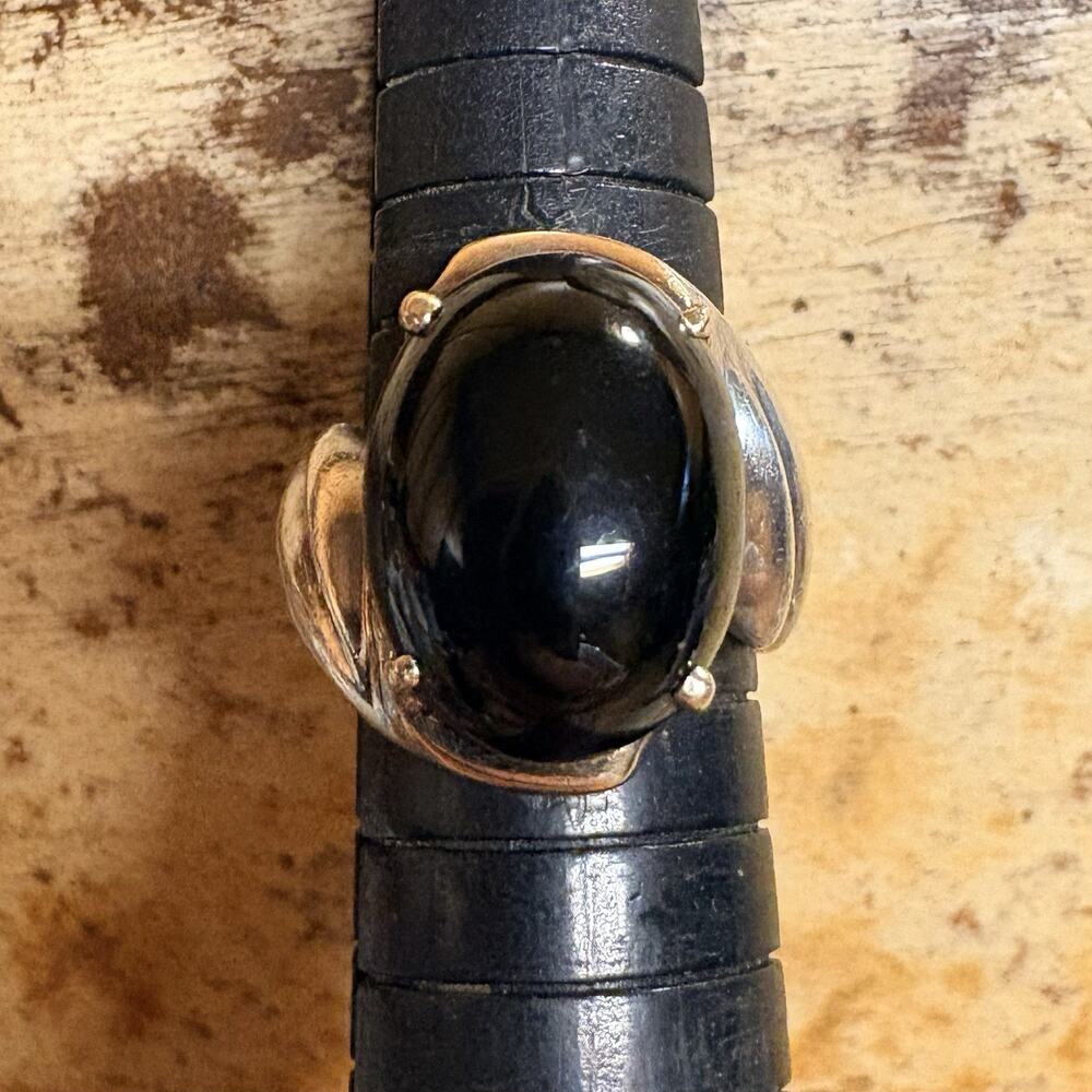 Artisan Made 18K Gold, Sterling Silver and Black Onyx Ring Size 5.5 by Pac G